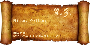 Milos Zoltán névjegykártya